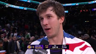 Austin Reaves talks BIG WIN vs Celtics Postgame Interview 🎤 [upl. by Jeraldine]