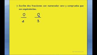 Clase 28  Ejercicio 7 Comprobar equivalencia de fracciones de numerador 0 CURSO DE FRACCIONES [upl. by Rosdniw]