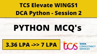 TCS Elevate Wings1  DCA Python Session 2  Python MCQs [upl. by Farly365]