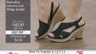 Naturalizer Footwear Lulianna Peep Toe Cork Wedge at The Shopping Channel 580657 [upl. by Heyra]