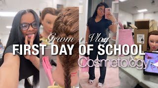 GRWM  VLOG  FIRST DAY Of SCHOOL 💇🏽‍♀️💘 Cosmetology [upl. by Ardiedal]