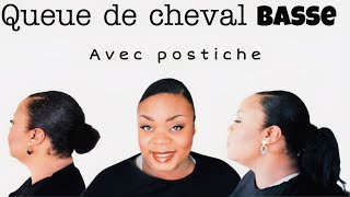 🐎COMMENT FAIRE UNE QUEUE DE CHEVAL BASSE POSTICHE SYNTHÉTIQUE  SYNTHETIC LOW PONYTAIL HAIRPIECE [upl. by Adyaj825]