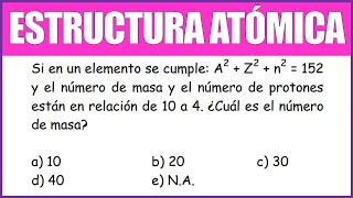 Si en un elemento se cumple A2 Z2 n2 152 el número de masa y el número de protones [upl. by Drandell]