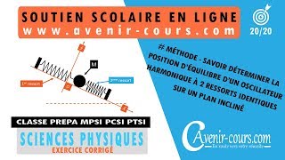 Position déquilibre dun oscillateur harmonique 2 ressorts plan incliné  MPSI  PCSI  PTSI [upl. by Layton]