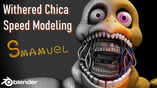 Making a Withered Chica model Speed Modeling BLENDERFNAF [upl. by Fortin]