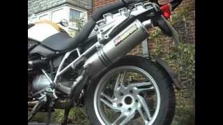 BMW R1200 GS standard exhaust change to an Akrapovic racing line slip on [upl. by Consuelo]