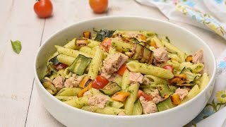 Insalata di pasta pesto e tonno con verdure grigliate  Ricette che Passione [upl. by Jet]