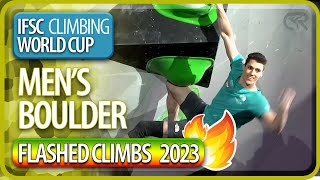 All Flashes  Bouldering World Cup  Mens  2023 [upl. by Nial]