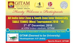 All India Inter Zone amp South Inter University  Table Tennis Men Tournament 201819  Part II [upl. by Riaj]