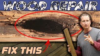 How to Repair a Hole From Wood Rot Fixing a Damaged 2X Framing Board [upl. by Leyes332]