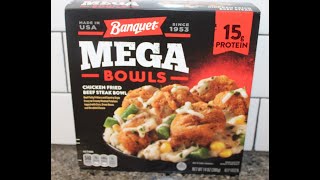 Banquet Mega Bowls Chicken Fried Beef Steak Bowl Review [upl. by Lopes]