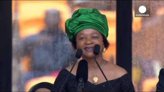 Mandela forever Baleka Mbete sings Tata Madiba with cheering crowd at memorial ceremony [upl. by Arymat866]