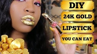 DIY 24K GOLD LIPSTICK YOU CAN EAT   Edible Gold Lipstick [upl. by Rabi]