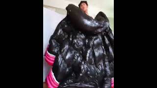 Black long down puffy coat with a hood Moncler long down jacket Длинный пуховик Moncler [upl. by Docile]