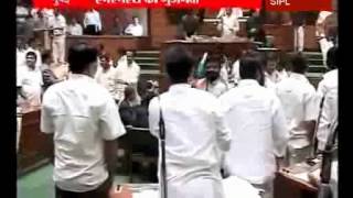 Abu Azmi hit by MNS MLAs for taking oath in Hindi [upl. by Airreis49]