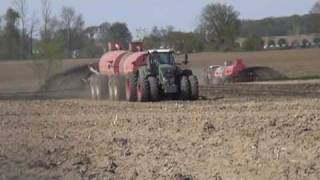 2 Nuhn Dual Tanker Liquid Manure Spreaders Spreading in Field [upl. by Eiduam889]