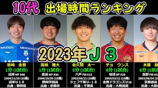 【2023年J3リーグ】10代選手出場時間ランキング（年齢は開幕時点・所属は12月時点を表記） [upl. by Dadirac]