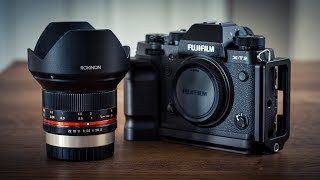 Fujifilm XT2 How to Shoot with Manual Focus Lens Rokinon 12mm f2 [upl. by Leitnahs914]