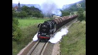 Dampflok 44 10932 Güterzug mit 30 Schüttgutwagen  ArnstadtSaalfeld  1994 [upl. by Nytsirhc]