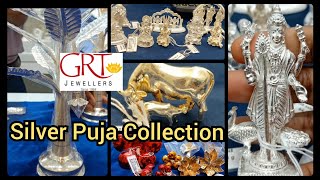 GRT Jewellers Silver Puja Collection with weight  silver puja items in grt silver flowers in grt [upl. by Jeannette]