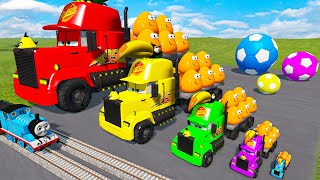 Big amp Small Long Mack Truck with POU vs Trains Thomas  Cars vs Deep Water  BeamNGDrive [upl. by Raval591]