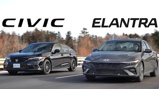 Battle of Ubers 2024 Hyundai Elantra Vs 2024 Honda Civic Vs [upl. by Bergwall]