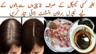 Homemade Natural Brown Instant Hair Dye Just 2 Ingredients Sirf 2 Chizon se Natural Brown Hair Dye [upl. by Atirma]