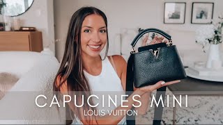 LOUIS VUITTON CAPUCINES MINI  REVIEW  WHAT FITS  MOD SHOTS  WEAR amp TEAR [upl. by Leong]