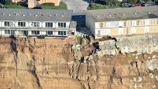 WATCH Pacifica Coastal Erosion Caught on Drone Video [upl. by Carnay308]