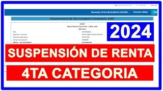 ACTUALIZADO SUSPENSION DE RENTA DE 4TA CATEGORIA  PERU 2023 [upl. by Bang]