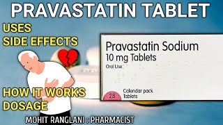 Pravastatin Tablet  Pravastatin Tablet Uses Mechanism Side effectsDose and Precaution  In Hindi [upl. by Remliw846]