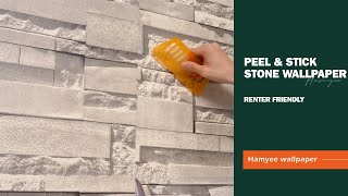 EASY Peel amp Stick Stone Wallpaper  RENTER FRIENDLY [upl. by Wester490]