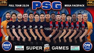 PSG Facepack Full Team 26 Players 2324 SIDER ◆ CPK ⚽ PES 2021 ⚽ أوجه لاعبى باريس سان جيرمان [upl. by Rus]