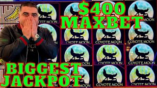 400 Max Bet Awarded BIGGEST JACKPOT On Coyote Moon Slot Machine [upl. by Nord]