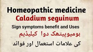 Caladium seguinum q 30 200 homeopathic medicine signs symptoms benefits and Uses in Hindi Urdu [upl. by Birck]