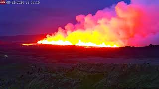 Aug 22 2024 First Moments of the New Volcanic Eruption in Iceland [upl. by Idou]