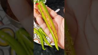 जेवताना तोंडी लावण्यासाठी भरली मिरची  Stuffed Fried Spicy Green Chilli  Bharali Mirchi shorts [upl. by Elyac]