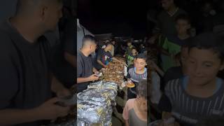 Barbecue for displaced families in Gaza food charity explore love palestine bbq dinner fyp [upl. by Lillis]