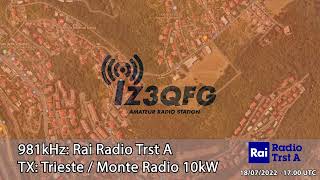 MW  981kHz  Rai Radio Trst A  VeneziaCampalto  Time signal and switch to Rai Radio 3 Classica [upl. by Salman]