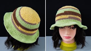 Quick and easy crochet bucket hat tutorial [upl. by Clemmie]