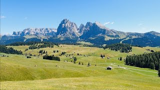 Italy Ortisei  Seiser AlmAlpe di Siusi up to 2000m alpine meadows with walking trails [upl. by Losiram]