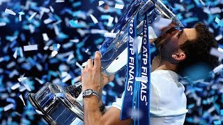 Dimitrov celebrates 2017 Nitto ATP Finals win 360 video [upl. by Aikemal]