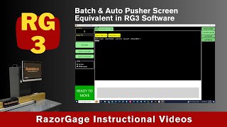 Batch and Auto Pusher Screen Equivalent in RG3 Software [upl. by Aiden173]