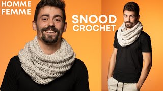 TUTORIEL CROCHET HOMME FEMME 🤩 ECHARPE  TOUR DE COU  SNOOD 🤩 Crelya Handmade [upl. by Ynattib302]