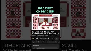 IDFC FIRST BANK DIVIDEND  IDFC FIRST BANK SHARE LATEST NEWS TODAY  idfcfirstbankstocknews [upl. by Rance476]