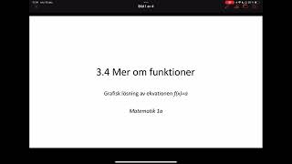 34 Mer om funktioner  Grafisk lösning av ekvationen fxa [upl. by Cusick]