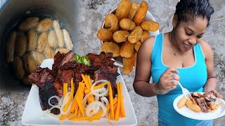 Best Ever jamaican style of home made jerk sauce jerk pork with sorrel beer with fry festival [upl. by Schiff]