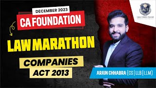 COMPANIES ACT 2013  CA FOUNDATION LAW MARATHON  DEC  2023 [upl. by Aicilaana]