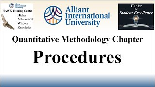 Quantitative Dissertation Methodology Section Video 07  Procedures [upl. by Anayit]