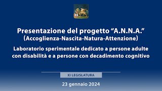 Presentazione progetto quotANNA Accoglienza – Nascita – Natura  Attenzionequot [upl. by Dachy]